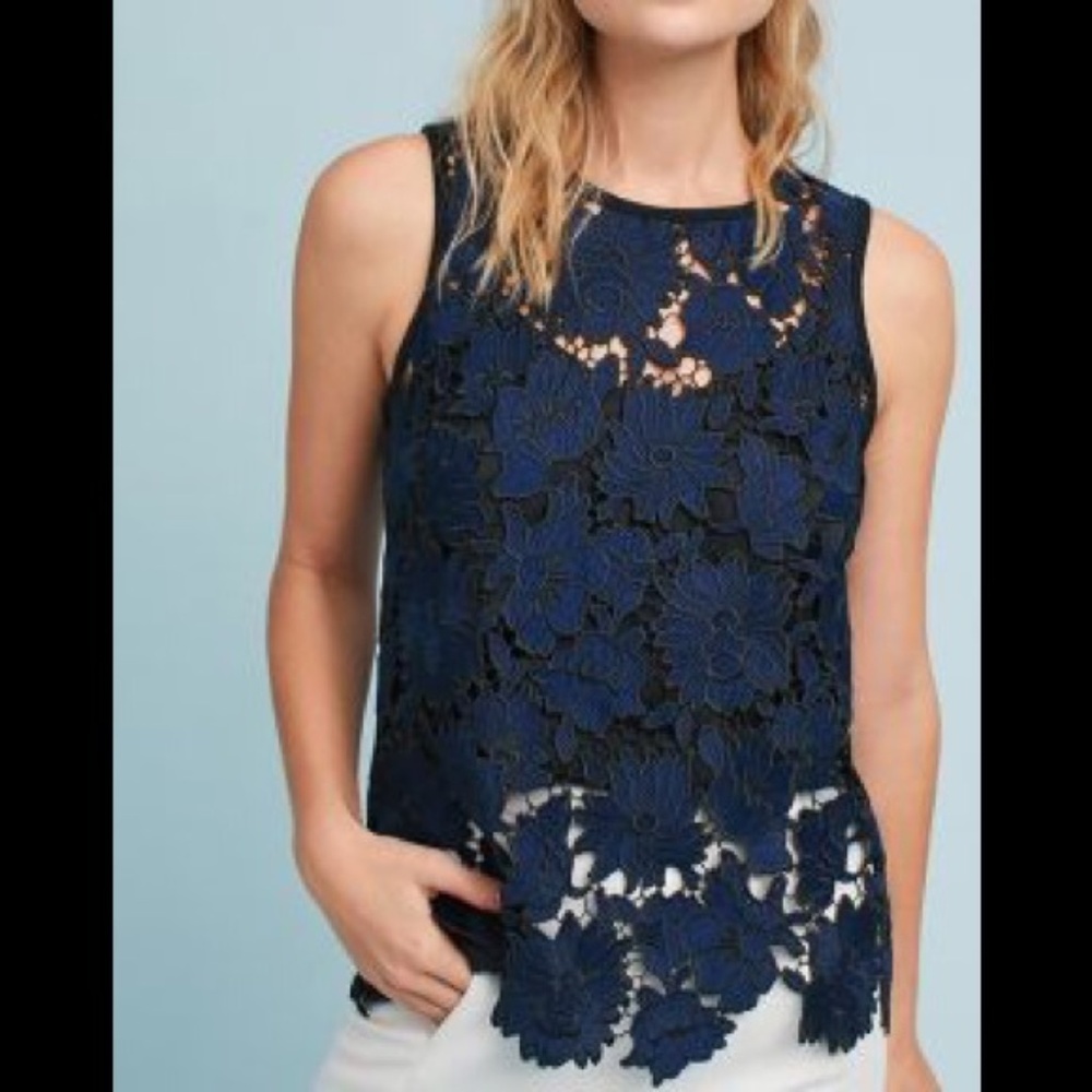 NWT Anthropologie Lace Front Tank Size L